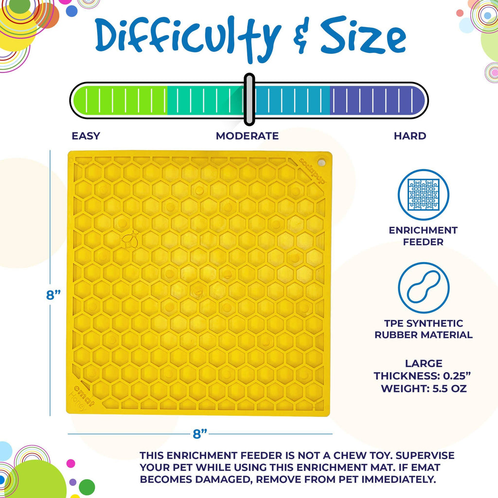 Honeycomb Design Emat Enrichment Licking Mat - Yellow - Larg: Large