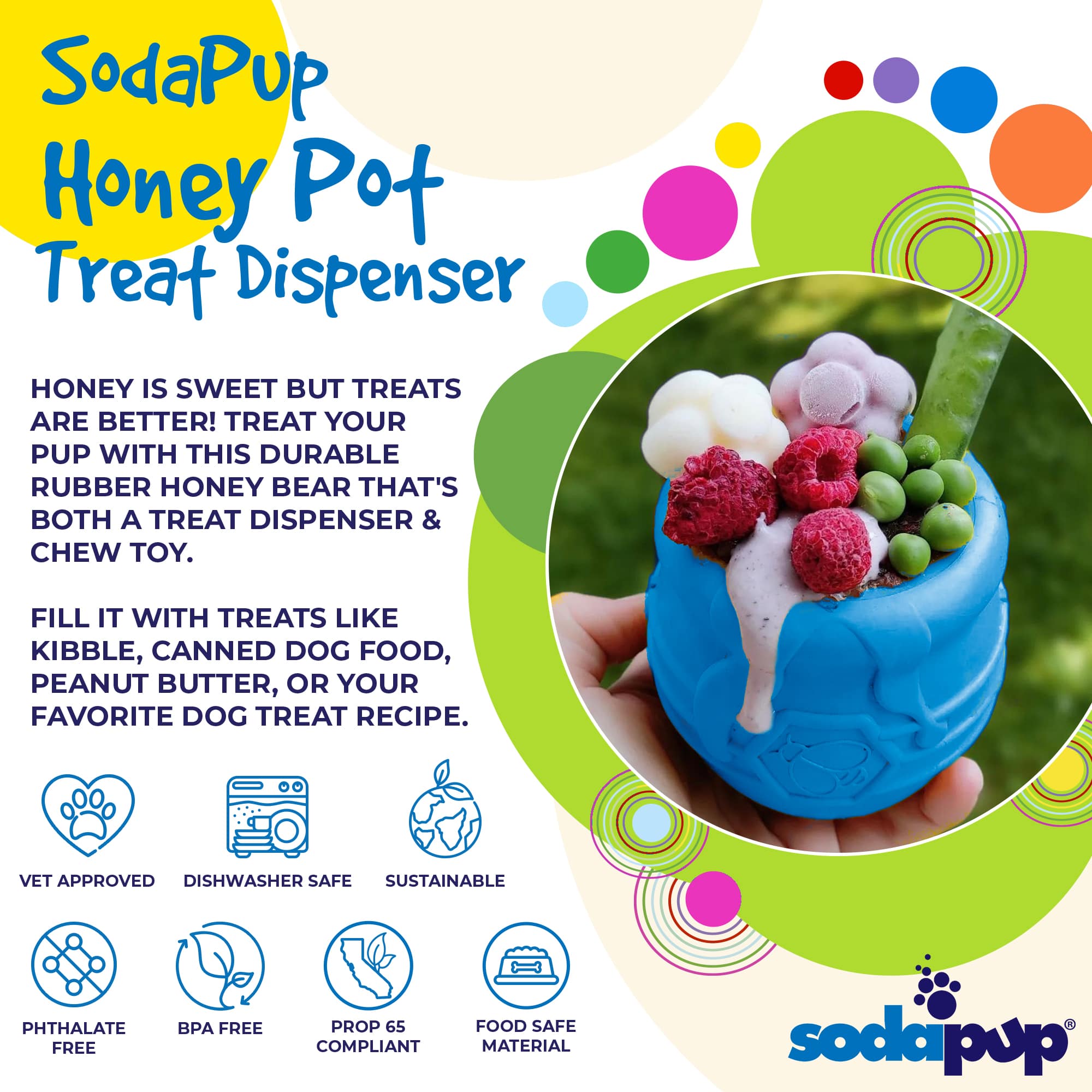 PUP-X Honey Pot Treat Dispenser: Blue / Large