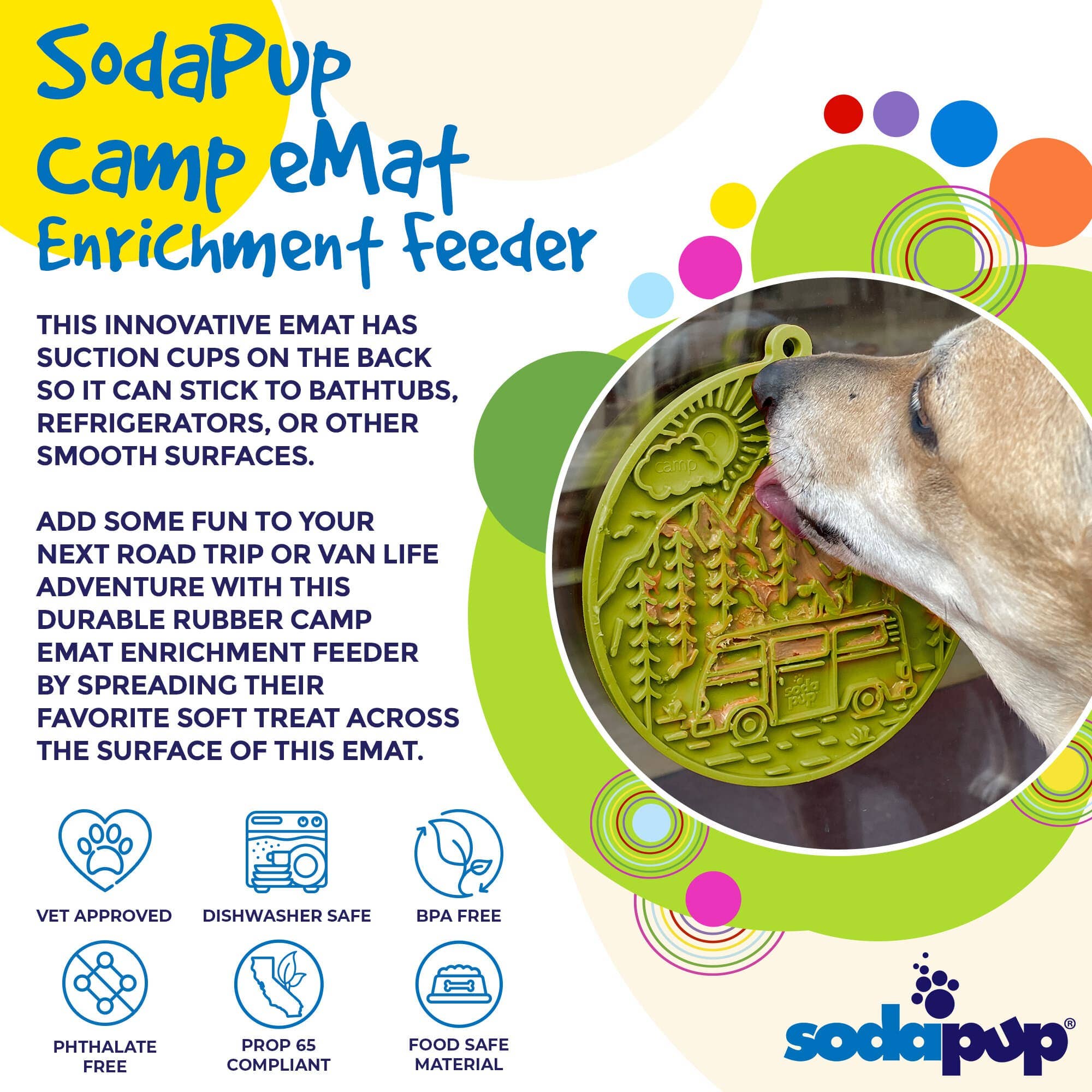 Camp eMat Enrichment Lick Mat With Suction Cups: Orange