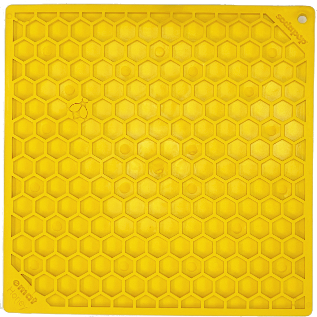 Honeycomb Design Emat Enrichment Licking Mat - Yellow - Larg: Large